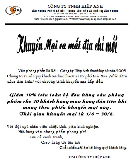 Khuyen mai tai Hiep Anh